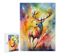 Rompecabezas para Adolescentes 500 PCS Deer Colorful Painting Rompecabezas para Adultos Juguetes Antiestrés para La Diversión Familiar Interacción Entre Padres E Hijos 500 PCS
