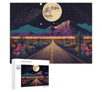 Rompecabezas para Adolescentes 500 PCS Desert Road to The Stars Rompecabezas para Adultos Juego Familiar Regalo De Cumpleaños Interacción Entre Padres E Hijos 500 PCS