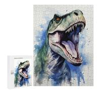 Rompecabezas para Adolescentes 500 PCS Dino and T Rex Watercolor Rompecabezas para Adultos Juego Familiar Decoración Desafiante De Completar 500 PCS