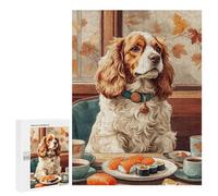 Rompecabezas para Adolescentes 500 PCS Dog and Sushi Rompecabezas para Adultos Juego De Ingenio Decoración del Hogar Regalos para Reducir El Estrés 500 PCS
