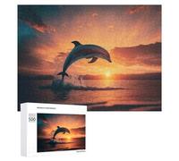 Rompecabezas para Adolescentes 500 PCS Dolphin Leaping at Sunset -1 Rompecabezas para Adultos Juguetes De Bricolaje Desafío Difícil Cumpleaños 500 PCS
