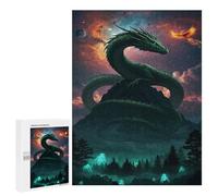 Rompecabezas para Adolescentes 500 PCS Dragon and Phoenix Fantasy Landscape Rompecabezas para Adultos Juego De Ingenio Alivia El Estrés Regalos Y Actividades Únicas para Cumpleaños 500 PCS