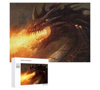 Rompecabezas para Adolescentes 500 PCS Dragon Breathing Fire Artwork -1 Rompecabezas Juguetes Antiestrés Decoración Diversión En Casa Actividades, 500 PCS