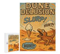 Rompecabezas para Adolescentes 500 PCS Dune Delusion Lizard and Ice Cream Rompecabezas para Adultos Juguetes Antiestrés Arte De Pared Interacción Entre Padres E Hijos 500 PCS