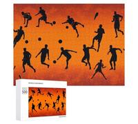 Rompecabezas para Adolescentes 500 PCS Dynamic Soccer Silhouettes in Motion Rompecabezas para Adultos Juguetes De Bricolaje Desafío Difícil Cumpleaños 500 PCS