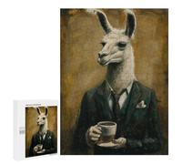 Rompecabezas para Adolescentes 500 PCS Elegant Llama with Coffee Rompecabezas Juegos Relajantes Decoración del Hogar Regalos Y Cumpleaños Únicos 500 PCS