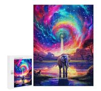 Rompecabezas para Adolescentes 500 PCS Elephant in A Colorful Dreamland Rompecabezas para Adultos Juguetes De Bricolaje Desafío Difícil Cumpleaños 500 PCS