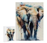Rompecabezas para Adolescentes 500 PCS Elephant Watercolor Animal Rompecabezas para Adultos Juegos Relajantes Desafío Difícil Desafío Educativo 500 PCS