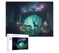 Rompecabezas para Adolescentes 500 PCS Enchanted Forest with Mystical Creatures Rompecabezas para Adultos Juego Práctico Que Mejora La Memoria Actividades Divertidas En Casa 500 PCS