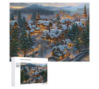 Rompecabezas para Adolescentes 500 PCS Enchanted Winter Village Scene Rompecabezas para Adultos Juego Práctico Que Mejora La Memoria Actividades Divertidas En Casa 500 PCS