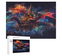 Rompecabezas para Adolescentes 500 PCS Fantasy Castle with Dragon Reflection Rompecabezas para Adultos Juego De Ingenio Decoración del Hogar Actividades Divertidas En Casa 500 PCS