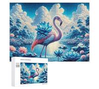 Rompecabezas para Adolescentes 500 PCS Fantasy Flamingo in Lotus Pond Rompecabezas para Adultos Juegos Relajantes Corte De Precisión Juego Desafiante Regalos 500 PCS