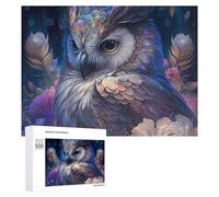 Rompecabezas para Adolescentes 500 PCS Fantasy Owl with Flowers Rompecabezas para Adultos Juguetes DIY Arte De Pared Oferta como Regalos para Toda La Familia 500 PCS