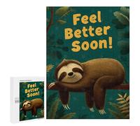 Rompecabezas para Adolescentes 500 PCS Feel Better Soon Sloth Illustration Rompecabezas para Adultos Juegos Relajantes Decoración Actividades Divertidas En Casa 500 PCS