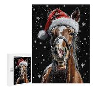 Rompecabezas para Adolescentes 500 PCS Festive Horse Christmas Rompecabezas para Adultos Juego Familiar Decoración Desafiante De Completar 500 PCS