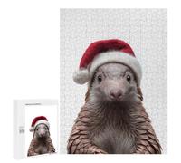 Rompecabezas para Adolescentes 500 PCS Festive Pangolin with Santa Hat Rompecabezas para Adultos Juego Familiar Decoración Desafiante De Completar 500 PCS