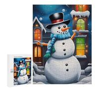 Rompecabezas para Adolescentes 500 PCS Festive Snowman Winter Rompecabezas para Adultos Juguetes Antiestrés Arte De Pared Interacción Entre Padres E Hijos 500 PCS