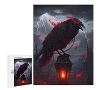 Rompecabezas para Adolescentes 500 PCS Fiery Raven on A Lamp Rompecabezas para Adultos Juguetes Antiestrés Arte De Pared Interacción Entre Padres E Hijos 500 PCS