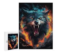 Rompecabezas para Adolescentes 500 PCS Fiery Wolf Roar Rompecabezas para Adultos Juguetes De Bricolaje Desafío Difícil Cumpleaños 500 PCS