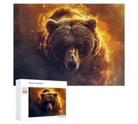 Rompecabezas para Adolescentes 500 PCS Fire Bear Wallpaper Rompecabezas para Adultos Juego Familiar Regalo De Cumpleaños Interacción Entre Padres E Hijos 500 PCS