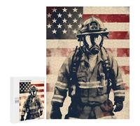 Rompecabezas para Adolescentes 500 PCS Firefighter USA Flag Rompecabezas Juguetes Antiestrés Corte De Precisión Interacción Entre Padres E Hijos 500 PCS