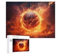 Rompecabezas para Adolescentes 500 PCS Flaming Basketball Ignite Your Game! -2 Rompecabezas para Adultos Juegos Familiares Análisis Y Lógica Actividades Divertidas En Casa 500 PCS