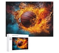 Rompecabezas para Adolescentes 500 PCS Flaming Basketball Ignition Rompecabezas para Adultos Juguetes De Bricolaje Desafío Difícil Cumpleaños 500 PCS