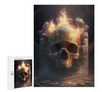 Rompecabezas para Adolescentes 500 PCS Flaming Skull Artwork -3 Rompecabezas para Adultos Juego Familiar Decoración Desafiante De Completar 500 PCS