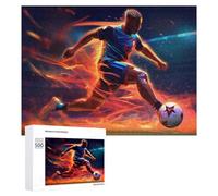 Rompecabezas para Adolescentes 500 PCS Flaming Soccer Star in Action Rompecabezas para Adultos Juguetes De Bricolaje Desafío Difícil Cumpleaños 500 PCS