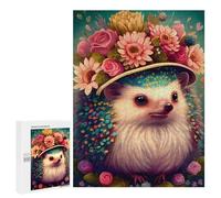 Rompecabezas para Adolescentes 500 PCS Floral Hedgehog Portrait Rompecabezas para Adultos Juego De Ingenio Decoración del Hogar Actividades Divertidas En Casa 500 PCS