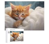 Rompecabezas para Adolescentes 500 PCS Fluffy Orange Kitten on Blanket Rompecabezas para Adultos Juguetes De Bricolaje Desafío Difícil Cumpleaños 500 PCS