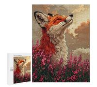 Rompecabezas para Adolescentes 500 PCS Fox in A Field of Flowers Rompecabezas para Adultos Juego De Ingenio Decoración del Hogar Regalos para Reducir El Estrés 500 PCS