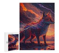 Rompecabezas para Adolescentes 500 PCS Fox Spirit with Lightning Energy Rompecabezas para Adultos Juegos De Relajación Ensamblaje De Patrones Interacción Entre Padres E Hijos 500 PCS