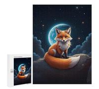 Rompecabezas para Adolescentes 500 PCS Fox Under The Moonlight Rompecabezas Juguetes Antiestrés Corte De Precisión Interacción Entre Padres E Hijos 500 PCS