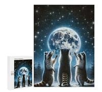 Rompecabezas para Adolescentes 500 PCS Funny Raccoon Moon Rompecabezas para Adultos Juguetes Antiestrés para La Diversión Familiar Interacción Entre Padres E Hijos 500 PCS