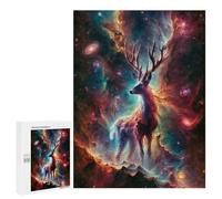 Rompecabezas para Adolescentes 500 PCS Galactic Guardian Deer Rompecabezas para Adultos Juego De Ingenio Decoración del Hogar Regalos para Reducir El Estrés 500 PCS