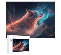 Rompecabezas para Adolescentes 500 PCS Galactic Wolf in Nebula Clouds -1 Rompecabezas para Adultos Juego De Ingenio Decoración del Hogar Actividades Divertidas En Casa 500 PCS