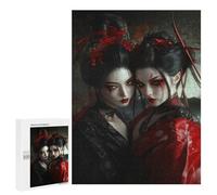 Rompecabezas para Adolescentes 500 PCS Geisha in Red and Black Japanese Cherry Blossom Rompecabezas para Adolescentes Juegos Relajantes Regalos para Mujeres Actividades Divertidas En Casa 500 PCS