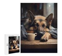 Rompecabezas para Adolescentes 500 PCS German Shepherd Coffee Dog Rompecabezas para Adultos Juegos Relajantes Carrera De Velocidad Manual Desafiante De Completar 500 PCS