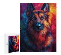 Rompecabezas para Adolescentes 500 PCS German Shepherd Pop Art Portrait Rompecabezas para Adultos Juego Práctico Carrera De Velocidad Manual Desafío Educativo 500 PCS