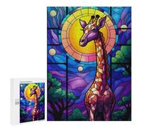 Rompecabezas para Adolescentes 500 PCS Giraffe Colorful Stained Rompecabezas Juguetes Antiestrés Corte De Precisión Interacción Entre Padres E Hijos 500 PCS