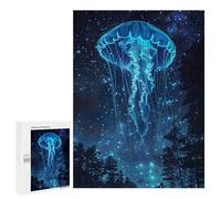 Rompecabezas para Adolescentes 500 PCS Glowing Jellyfish in Starry Night Forest Rompecabezas para Adolescentes Juegos Relajantes Regalos para Mujeres Actividades Divertidas En Casa 500 PCS