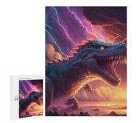 Rompecabezas para Adolescentes 500 PCS Godzilla Vs. Nature Epic Battle Rompecabezas para Adultos Juegos Relajantes Carrera De Velocidad Manual Desafiante De Completar 500 PCS