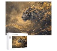 Rompecabezas para Adolescentes 500 PCS Gold Tiger Rompecabezas para Adultos Juego De Ingenio Decoración del Hogar Actividades Divertidas En Casa 500 PCS