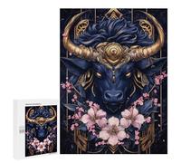 Rompecabezas para Adolescentes 500 PCS Golden Bull with Flowers Rompecabezas para Adultos Juego De Ingenio Ensamblaje De Patrones Interacción Entre Padres E Hijos 500 PCS