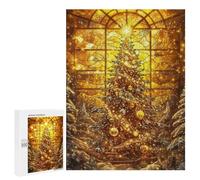 Rompecabezas para Adolescentes 500 PCS Golden Christmas Tree Rompecabezas para Adultos Juegos Relajantes Decoración Perfecta Regalos De Cumpleaños Y Únicos 500 PCS