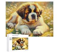 Rompecabezas para Adolescentes 500 PCS Golden Retriever Puppy in Daisy Field Rompecabezas para Adultos Juguetes De Bricolaje Desafío Difícil Cumpleaños 500 PCS