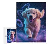 Rompecabezas para Adolescentes 500 PCS Golden Retriever Puppy with Magic Rompecabezas Juguetes Antiestrés Corte De Precisión Interacción Entre Padres E Hijos 500 PCS