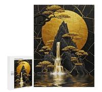 Rompecabezas para Adolescentes 500 PCS Golden Waterfall and Bonsai Trees Rompecabezas para Adultos Juguetes Antiestrés Arte De Pared Interacción Entre Padres E Hijos 500 PCS