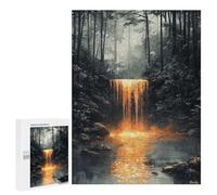 Rompecabezas para Adolescentes 500 PCS Golden Waterfall in Mystical Forest Rompecabezas para Adultos Juguetes Antiestrés Arte De Pared Interacción Entre Padres E Hijos 500 PCS